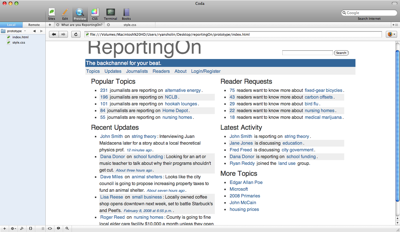 ReportingOn prototype mockup 400px wide